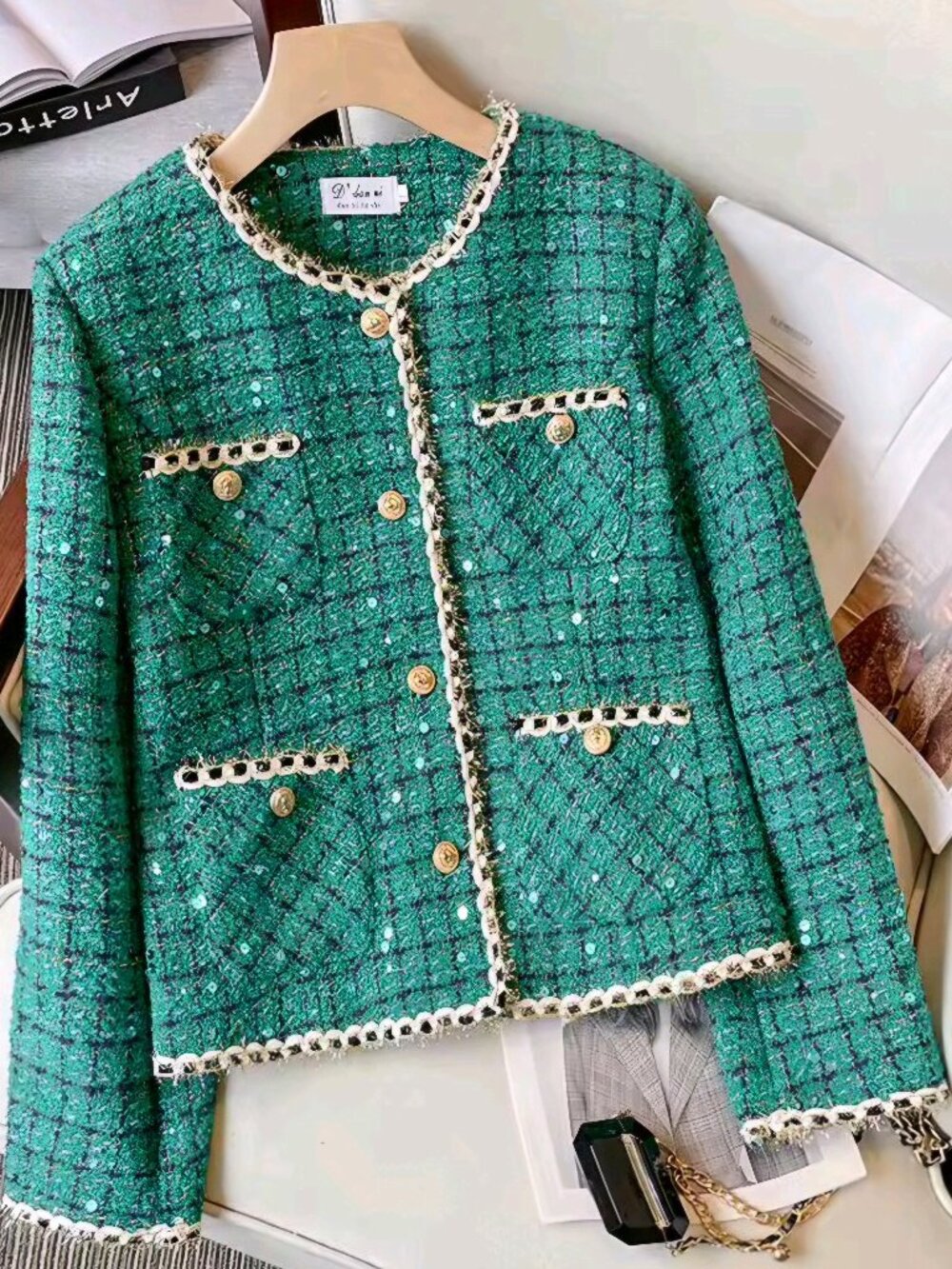Green Fashion Suit Skirt Female Spring and Autumn New Age-reducing Bright - Picture 2 of 11